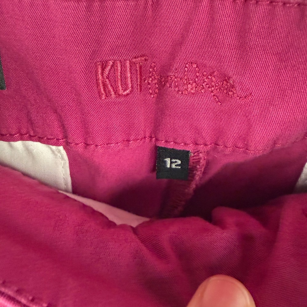 Kut from the Kloth Hot Pink Taylor Crop Trouser Pockets Ankle 12 Business Casual - Picture 3 of 11